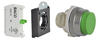 30 mm Green Projected Maintained Chrome Bezel Pushbutton with 1 Normally Open (NO) and 3 Position Clip