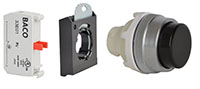 30 mm Black Projected Maintained Chrome Bezel Pushbutton with 1 Normally Closed (NC) and 3 Position Clip