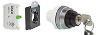 30 mm 2 Position Maintained Chrome Bezel Key Switch with 1 Normally Open (NO) and 3 Position Clip