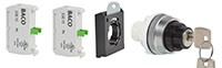 30 mm 3 Position Momentary/Maintained Chrome Bezel Key Switch with 2 Normally Open (NO) and 3 Position Clip