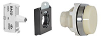 30 mm White Head Ribbed Lens Chrome Bezel Pilot Light with 24 V Light Emitting Diode (LED) and 3 Position Clip