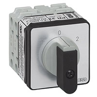 PR21 20 A Change-Over Panel Mount Grey/Black Cam Switch with Off, 2 Poles, and 4 Contacts (TC02GQ1)