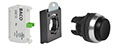 22 mm Black Projected Momentary Chrome Bezel Pushbutton with 1 Normally Open (NO) and 3 Position Clip