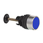 22 mm Blue Flush Chrome Bezel Momentary Mechanical Actuator