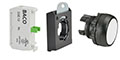 22 mm White Flush Momentary Black Bezel Pushbutton with 1 Normally Open (NO) and 3 Position Clip