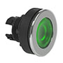 22 and 30 mm Green Illuminated Super Flush Momentary Chrome Brass Bezel Pushbutton