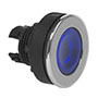 22 and 30 mm Blue Illuminated Super Flush Momentary Chrome Brass Bezel Pushbutton