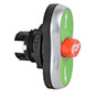 22 mm Triple Touch Green/Red/Green Chrome Bezel Pushbutton with Arrows + Stop