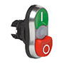 22 mm Twin Touch Flush/Projected Green/Red Illuminated Chrome Bezel Pushbutton with Input Output (I O) Symbols