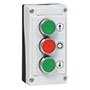 22 mm Green/Red/Green Flush Momentary Control Station with 1 Normally Open (NO), 1 Normally Closed (NC), 1 Normally Open (NO), Arrows, and Output (O) Symbol