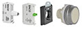 30 mm White Flush Momentary Illuminated Chrome Bezel Pushbutton with 1 Normally Open (NO), 230 V Light Emitting Diode (LED), and 3 Position Clip