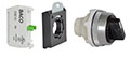 30 mm Black 2 Position Momentary Chrome Bezel Selector Switch with 1 Normally Open (NO) and 3 Position Clip